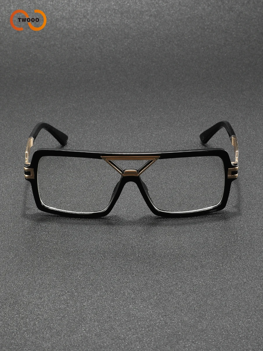 نظارات حجب الضوء الأزرق للجنسين، إطار مربع مع تفاصيل معدنية ذهبية، عدسات شفافة عالية الدقة للكمبيوتر والألعاب #5