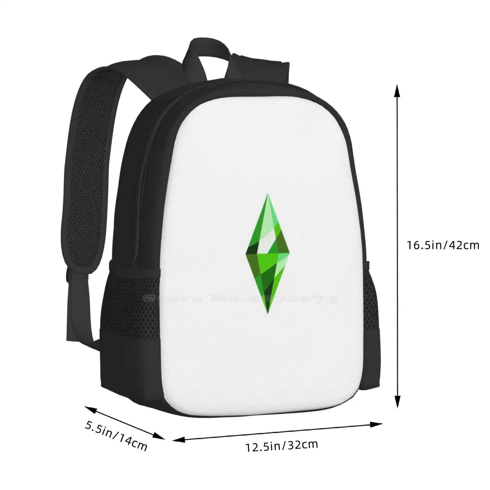 Mochila escolar con diseño de plumbbob, mochilas con diseño de patrón de Los Sims 4, actualización de los Sims 4, Happy Sims 3, Gaming Gamer