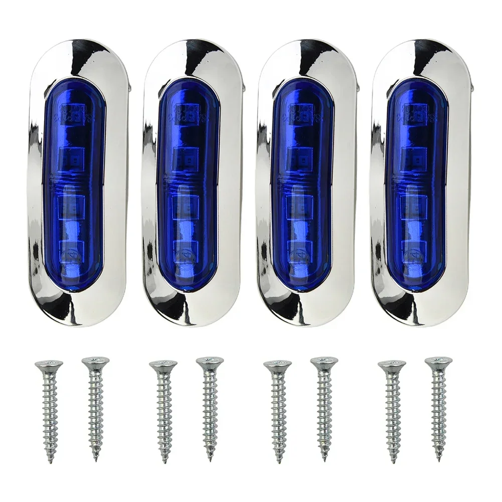 4 PCS Auto 4 LED Blue Courtesy Lights Cabin Deck Walkway Stair Lamp 2835 Lamp Beads 1.2W 12-24V 4 LED Truck Side Lights DC10-30V