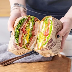 50Pcs Sandwich Wrappers Food Wax Paper Hamburger Fries Bread Baking Oil Paper Wrapping Baking Tools
