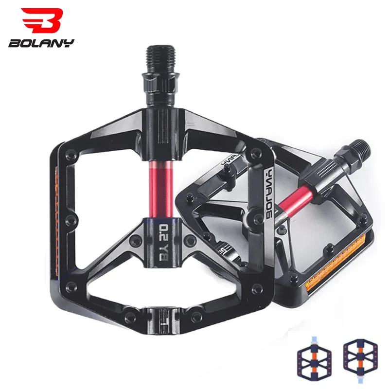 

Bolany Bicycle Pedals Double DU Perrin Cycling Aluminum Alloy Non-Slip Pedals Reflector mountain road cycling saving pedals