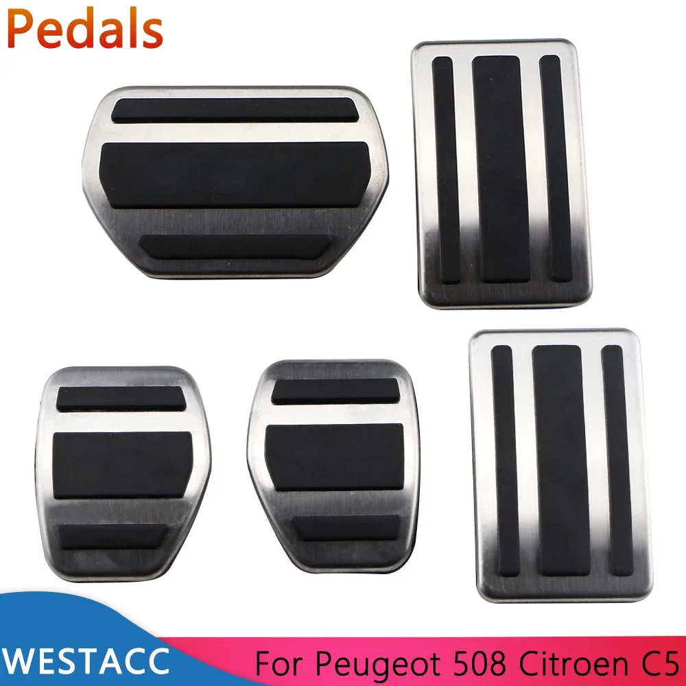 

Stainless Steel Car Pedals Accelerator Clutch Brake Pedal Cover for Peugeot 508 for Citroen C5 2012-2014 C6 AT MT Accessories