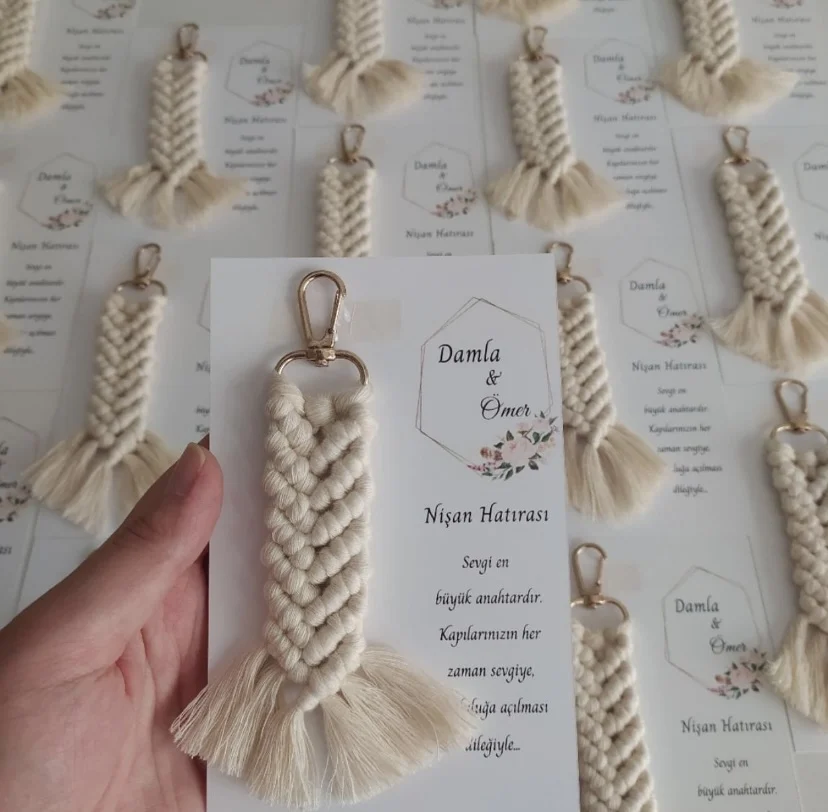 HandMade Name Custom Card Macrame Keychain 50 PCs