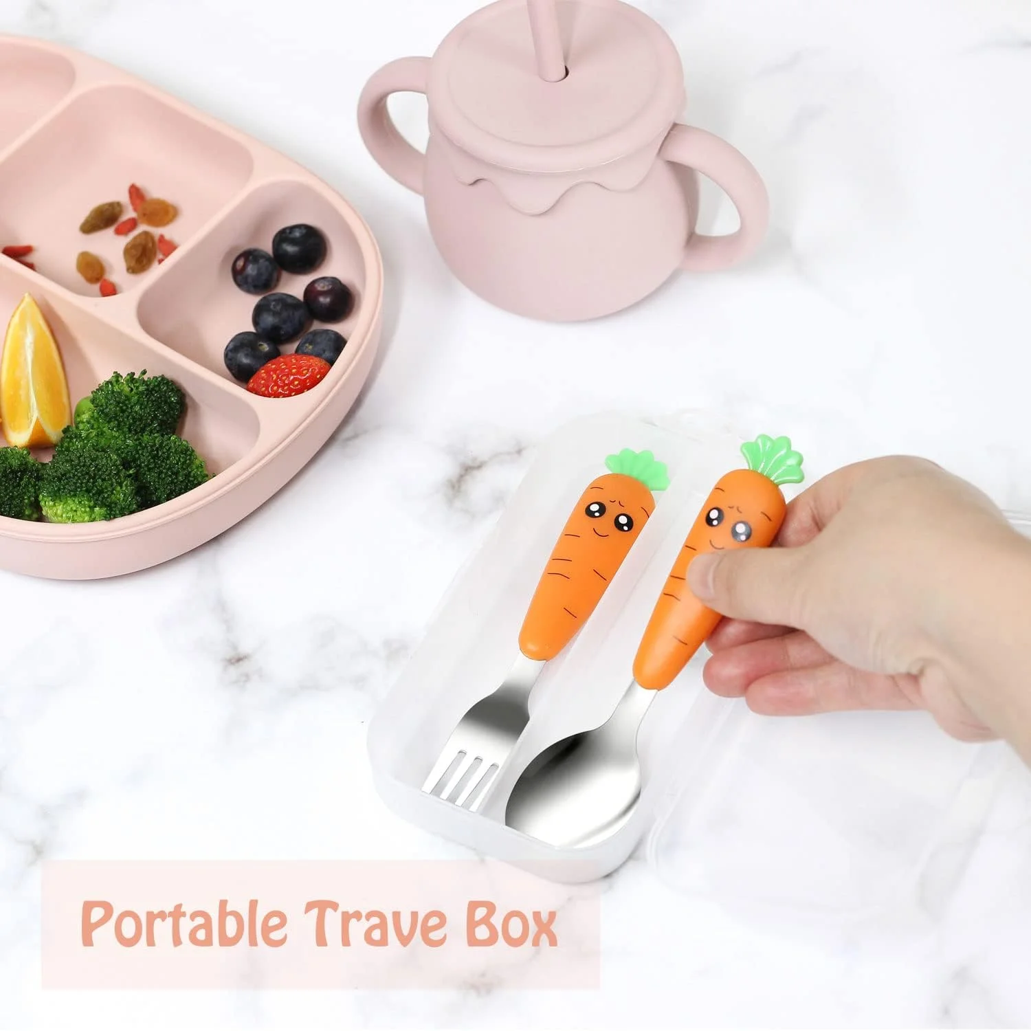 

Toddler Utensils with Case, Spoons and Forks Self-feeding, Stainless Steel Baby Silverware, Child Flatware Sets, Travel Cutlery