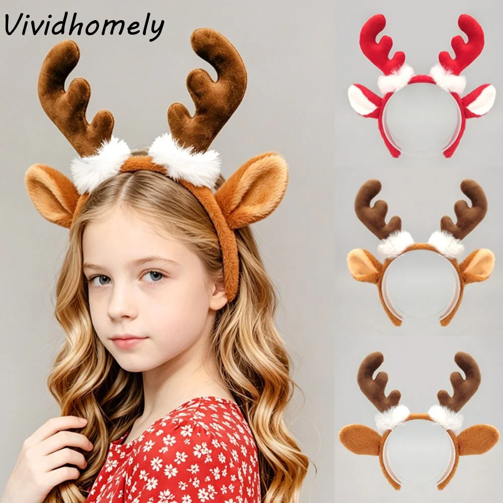 Reindeer Antlers Headband - Plush Antler Headband Cute Festive Design