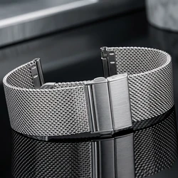 Stainless Steel Mesh Milanese Loop Bracelet Watchband Silver Black For Galaxy Watch 4 3 Strap Deployment Clasp 16 18mm 20mm 22mm