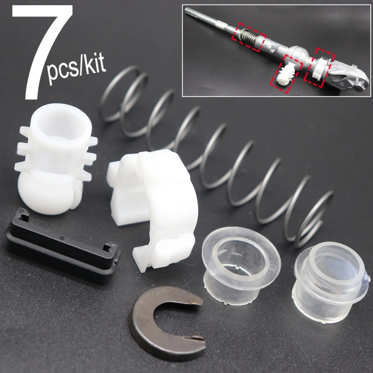 7Pc Gear Shifter Selector Lever Shaft Gear Stick Spring Bushing For Audi TT Seat Altea Toledo MT Shift Issue Fix Linkage Replace