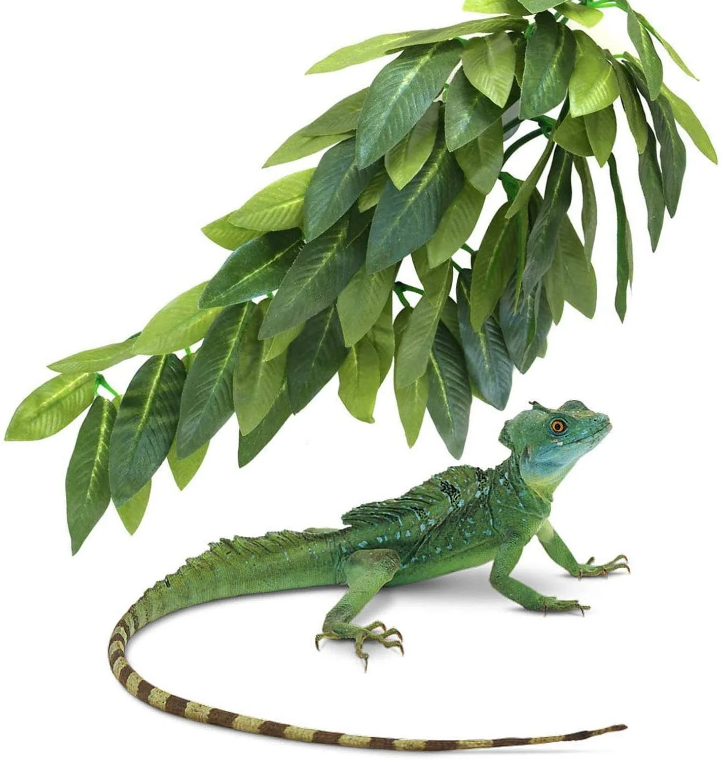 3Pack Reptile Hanging Silk Terrarium Plants with Suction Cup for Lizards,Bearded Dragons,Geckos,Snake Decorations 12 inches