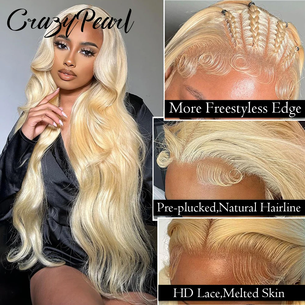 32 Inch 613 Lace Front Wig Human Hair 250 Density Blonde Wig Human Hair 13X4 Body Wave HD Lace Front Wigs Human Hair Pre Plucked