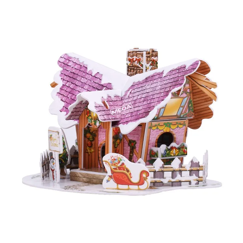 8 Style Christmas Castle Building 3D Puzzle Model X'max House Architecture Construction Jigsaw Puzzles Toys Kids Christmas Gift