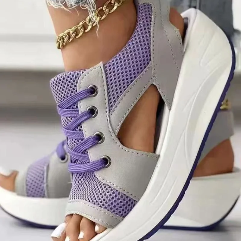 2024 Fashion Women Sandals Summer New Lady Platform Chunky Comfortable Mesh Open Toe Casual Sports Ladies Shoes Plus Size 43