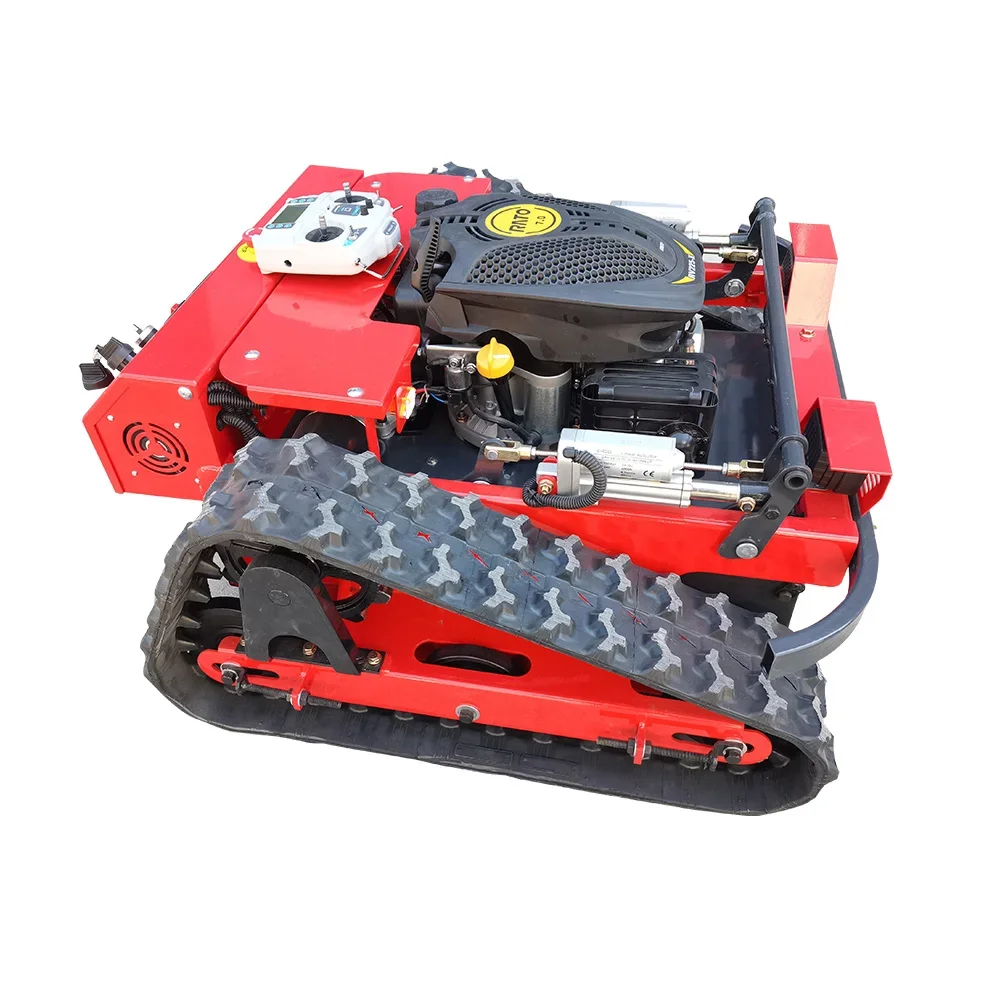 Customized remote-controlled lawn mower mini robot with snow plow attachment