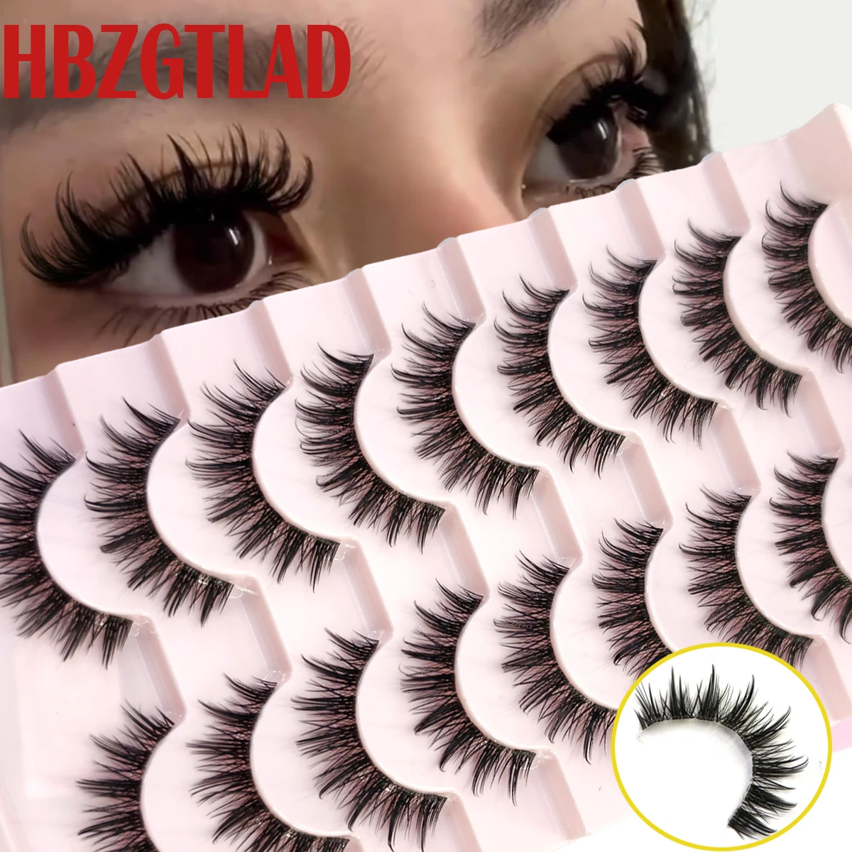 Falsche Wimpern mit 6D-Volumen, die wie Verlängerungen aussehen, Nerzwimpern, flauschige Katzenaugenwimpern, dünne, dicke, weiche, lockige, gefälschte Wimpern, 9 Paar
