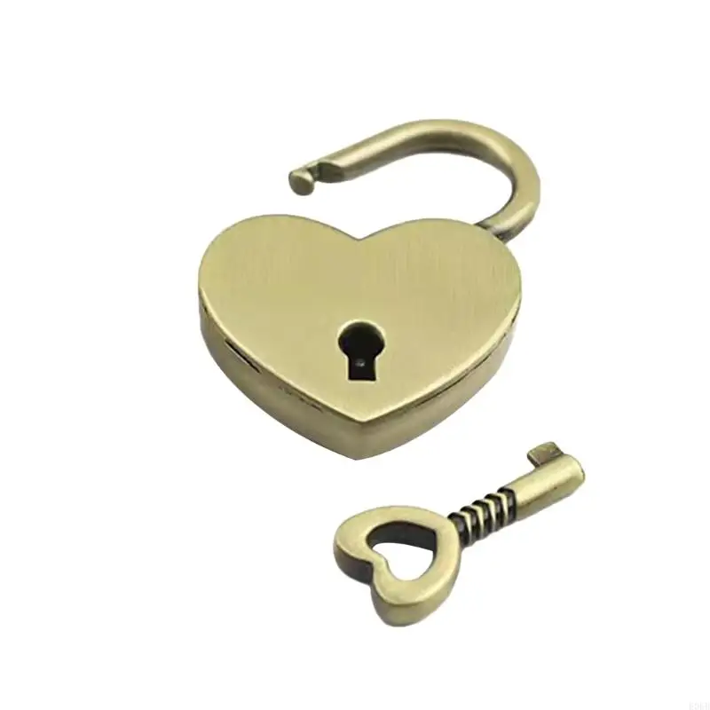 Canillas Vintage Mini Heart E06B con deseos metal llave Decoración caja joyería con cerradura