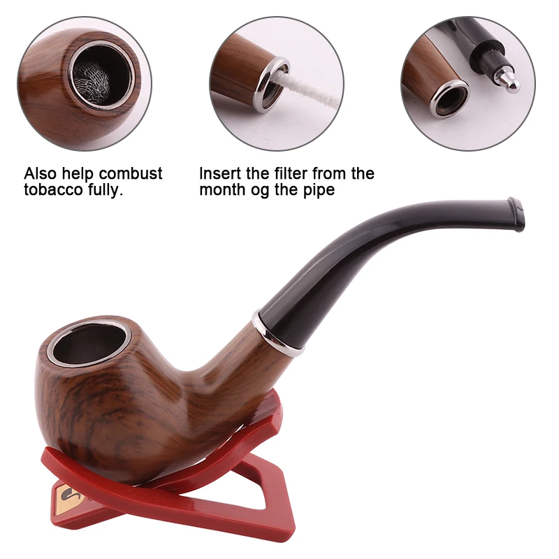 Set Pipa per Fumo in Resina, Classica Pipa in Legno con Grinder per Erbe, Filtro a Canna, Regalo per Accessori Fumatori