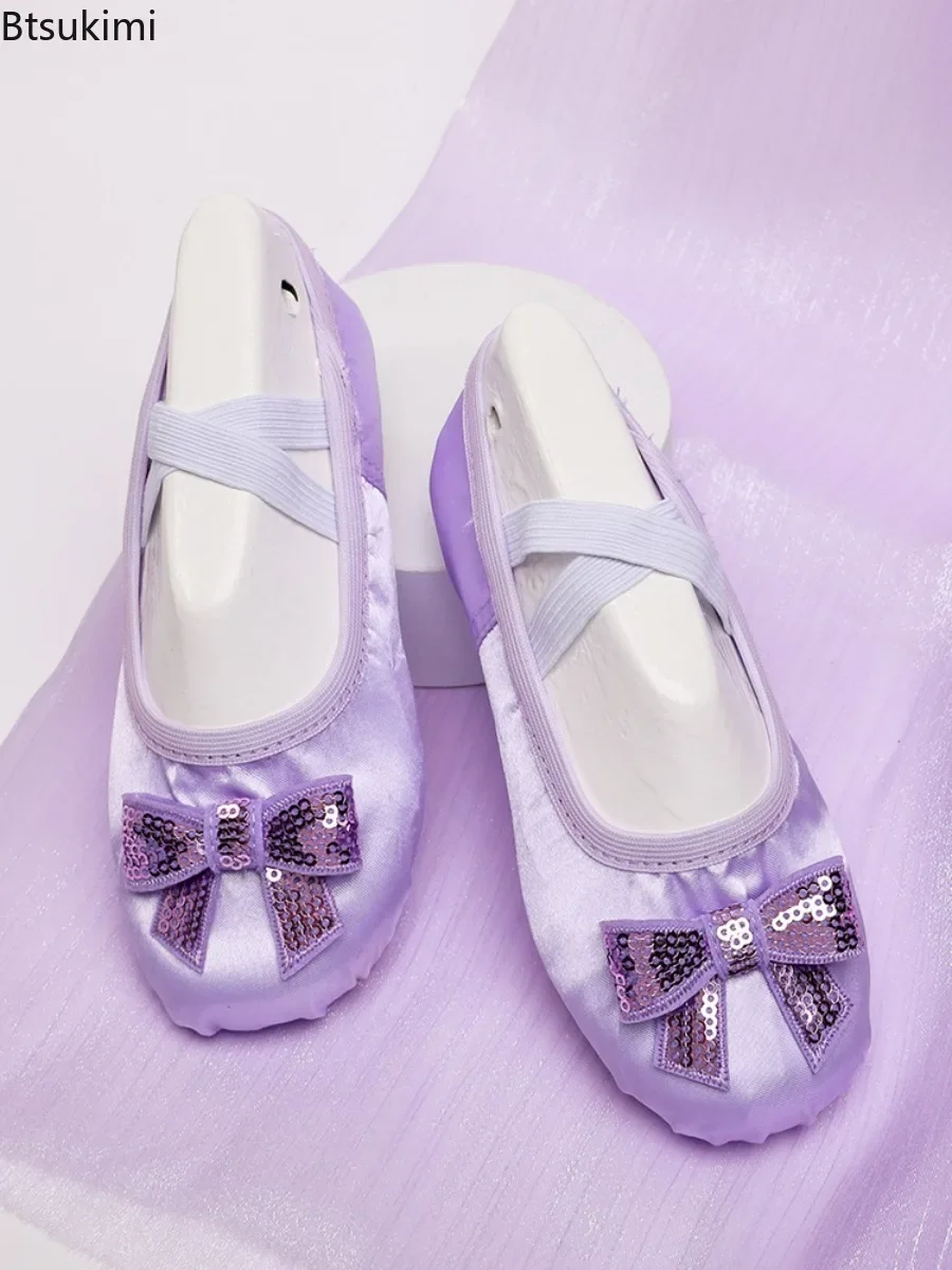 Girls Ballet Shoes Kids Dance Slippers Professional Satin Soft Sole Shiny Ballet Dance Girls Female Ballet Yoga Gym Dance Shoes