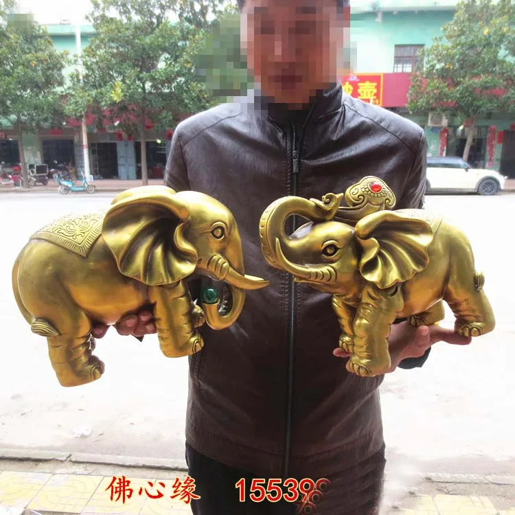 Large- home Porch lobby efficacious Mascot thriving business bronze FU--RUYI Elephant FENG SHUI art