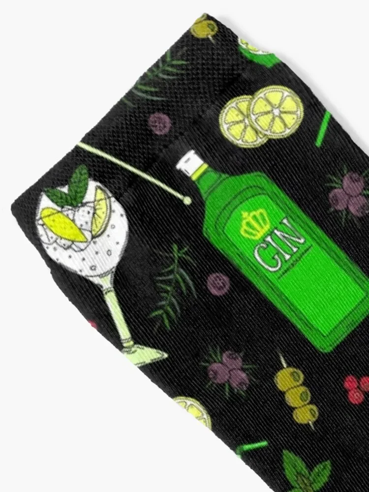 Gin and Tonic Pattern Gin o'Clock Cocktails Socks Thermal man winter hip hop Men Socks Luxury Brand Women's