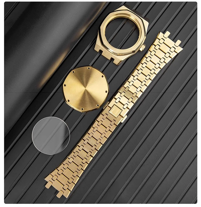 316L الصلبة الفولاذ المقاوم للصدأ حزام ساعة اليد إطار ساعة ل كاسيو GA2100 2110 سبائك التيتانيوم حالة حزام الساعات تعديل الرجال طقم ساعات