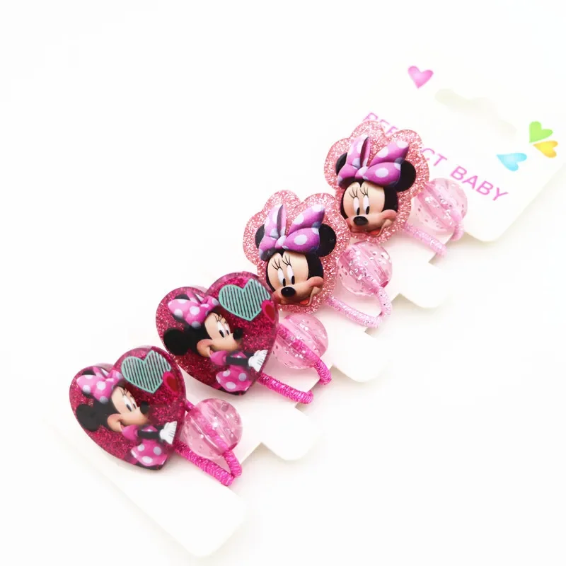 4pcsDisney cartoon children Mickey Mouse hair rope girl birthday gift headwear doll accessories head circle cosmetic rubber band