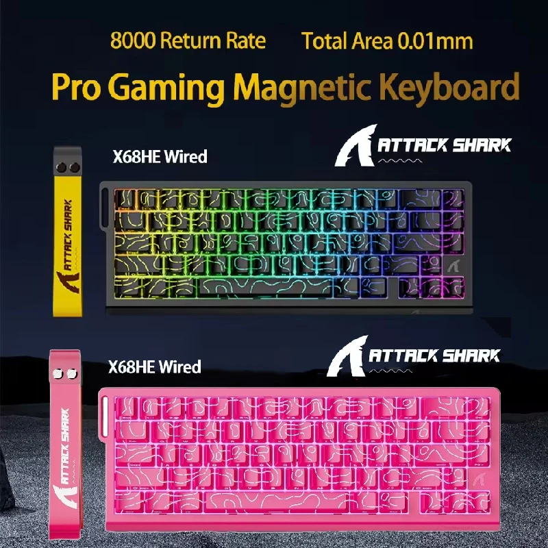 

X68HE ATTACK SHARK Magnetic Gaming Keyboard Mechanical Wired for Pro Gaming 0.01mm Rapid Trigg 8000Hz SOCD/Rs 0.125ms 128K Rate