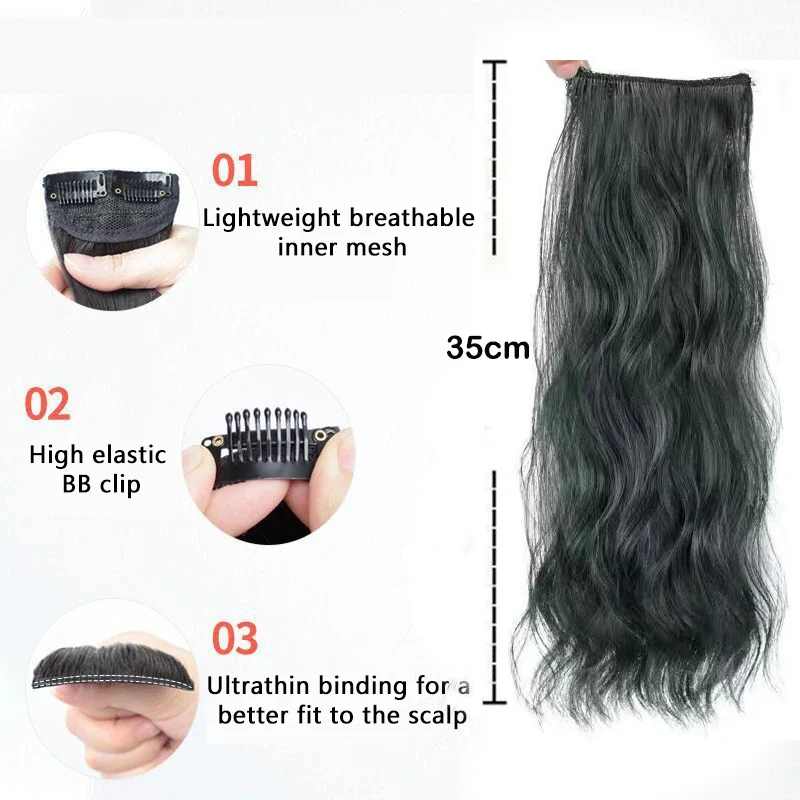 25cm 35cm Hair Fashion Invisible Hair Root Pad Top Side Hair Extension Wig Clip Seamless Hair Pads Wavy Hair Pieces Synthetic