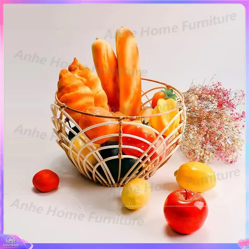 Natural Rattan Pet Bed Woven Cat Dog House Durable Fruit Vegetable Bread Basket Eco Friendly Recycled Material Picnic Storage
