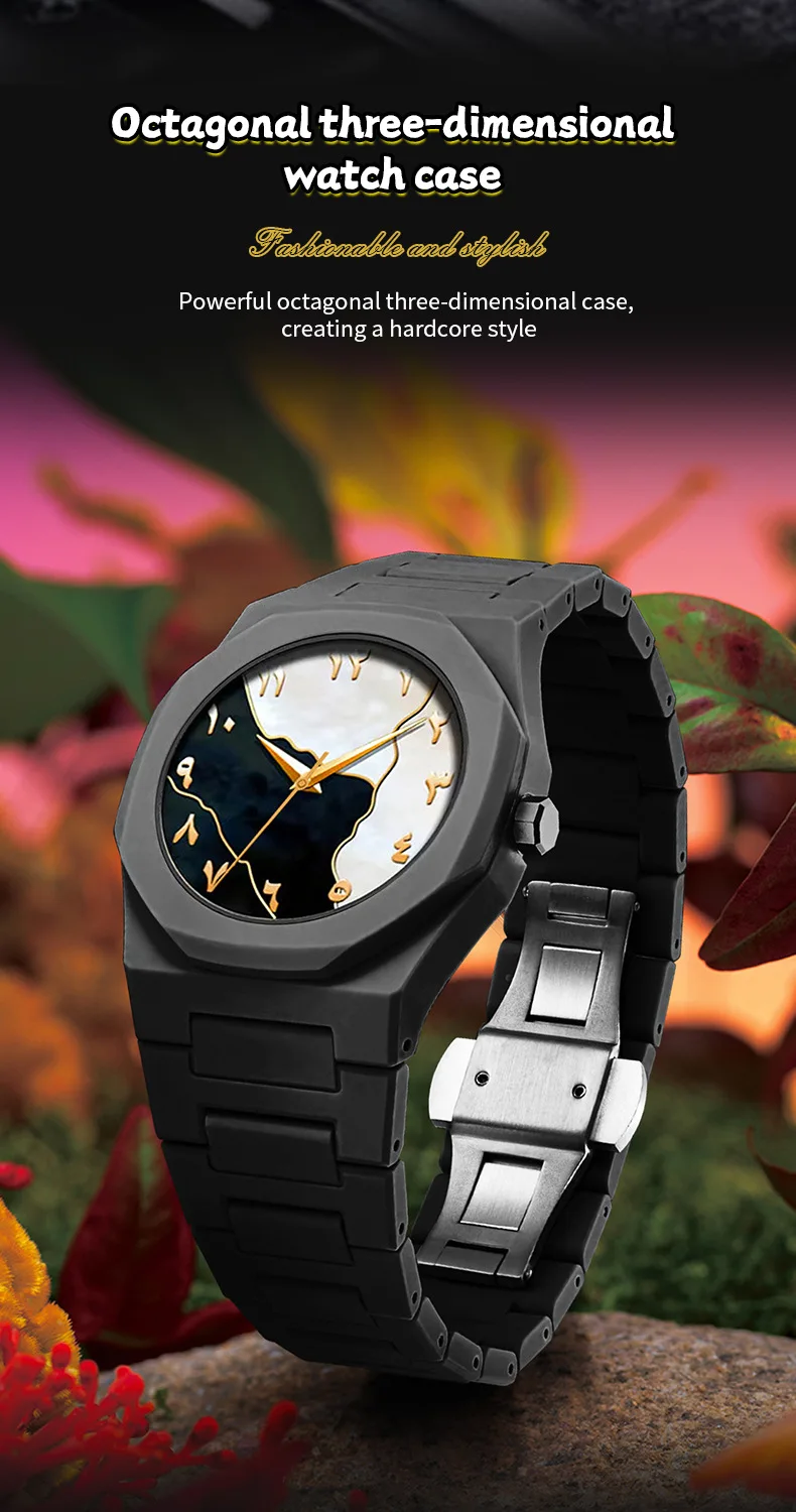 Men Watch Simple Arabic Numerals Middle Eastern Black Matte Oil Sensitive Plastic Waterproof Male Fashion Quartz Watches Tool