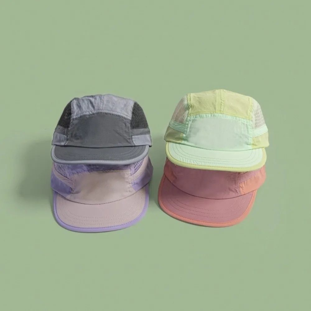 Color-Blocked Quick-drying Baseball Cap Retro 5-panel Soft Brim Breathable Peaked Cap Lightweight Sun Protection