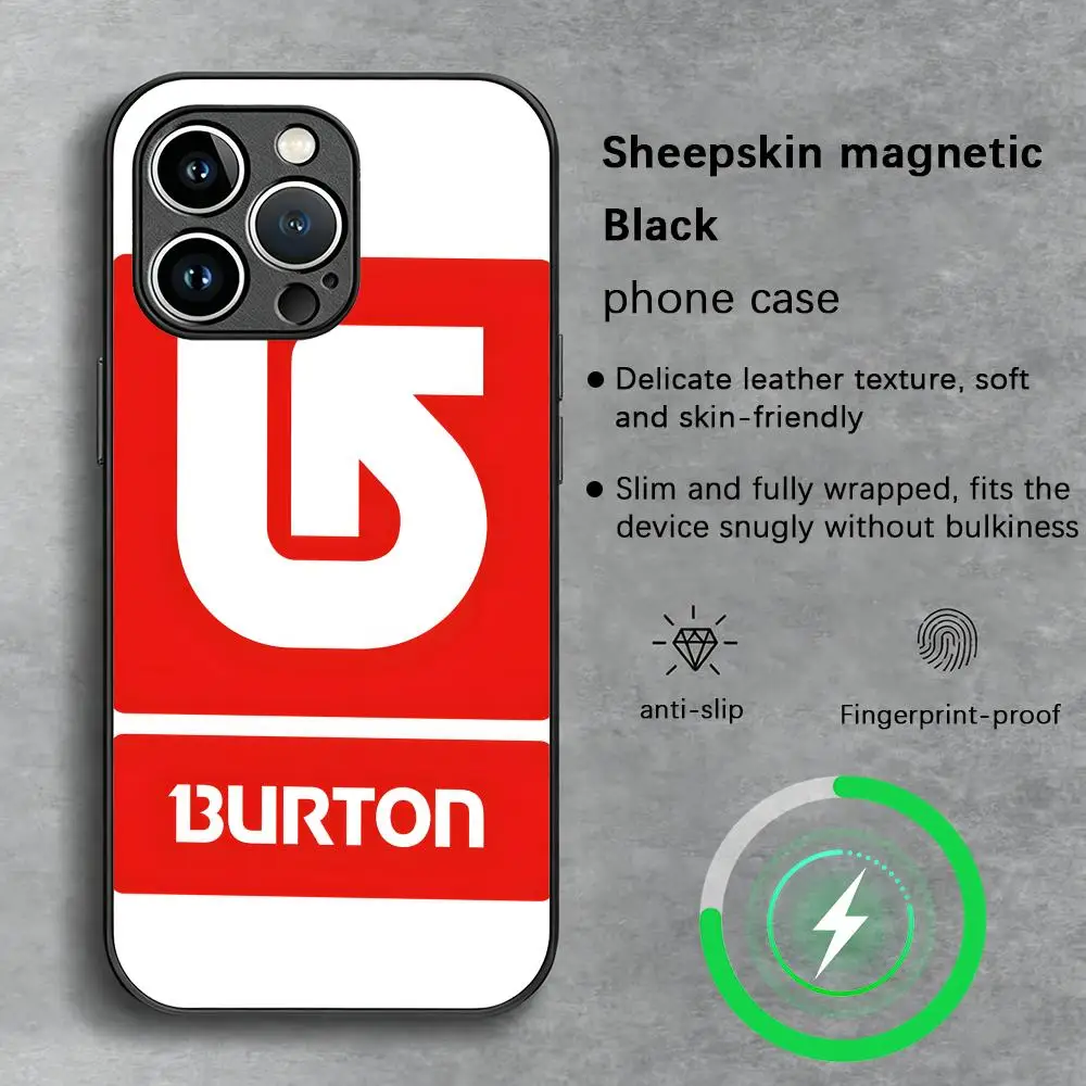 Funda de Teléfono de Lujo de la Marca Burton para iPhone 17 16 15 14 13 12 Plus Pro Max, de Alta Gama, con Magsafe, de Piel de Oveja