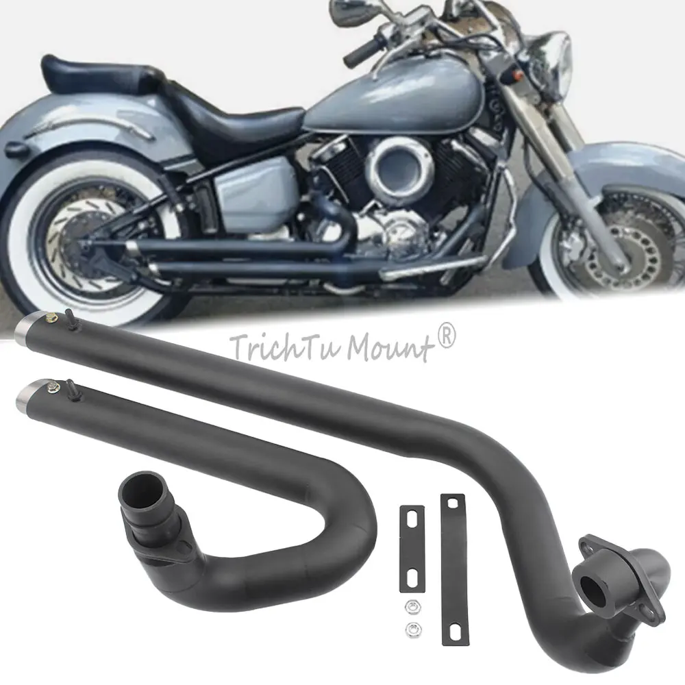 Exhaust Pipes Fit For Yamaha V-Star 650 Xvs650 Xvs400 Dragstar 650 400 Matte Black/Chrome Complete Exhaust System Exhaust Pipes