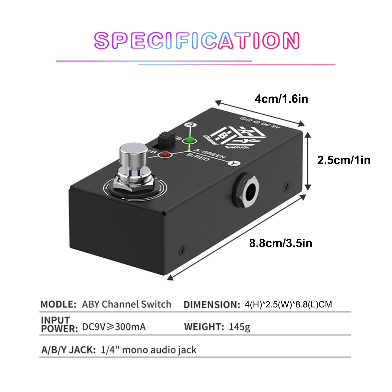 Pedales de guitarra ABY Box, Selector de línea, interruptor AB, Mini Pedal de efecto de guitarra, transmisión bidireccional, carcasa de Metal, soporte antideslizante