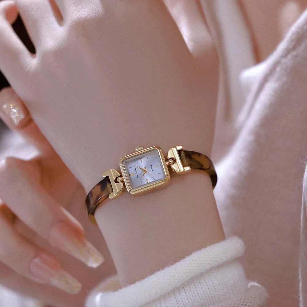 Women Watch 2025 New High Quality Amber Tortoiseshell Vintage Bracelet Quartz Watches Ladies Dress Gifts Square Dial Wristwatch