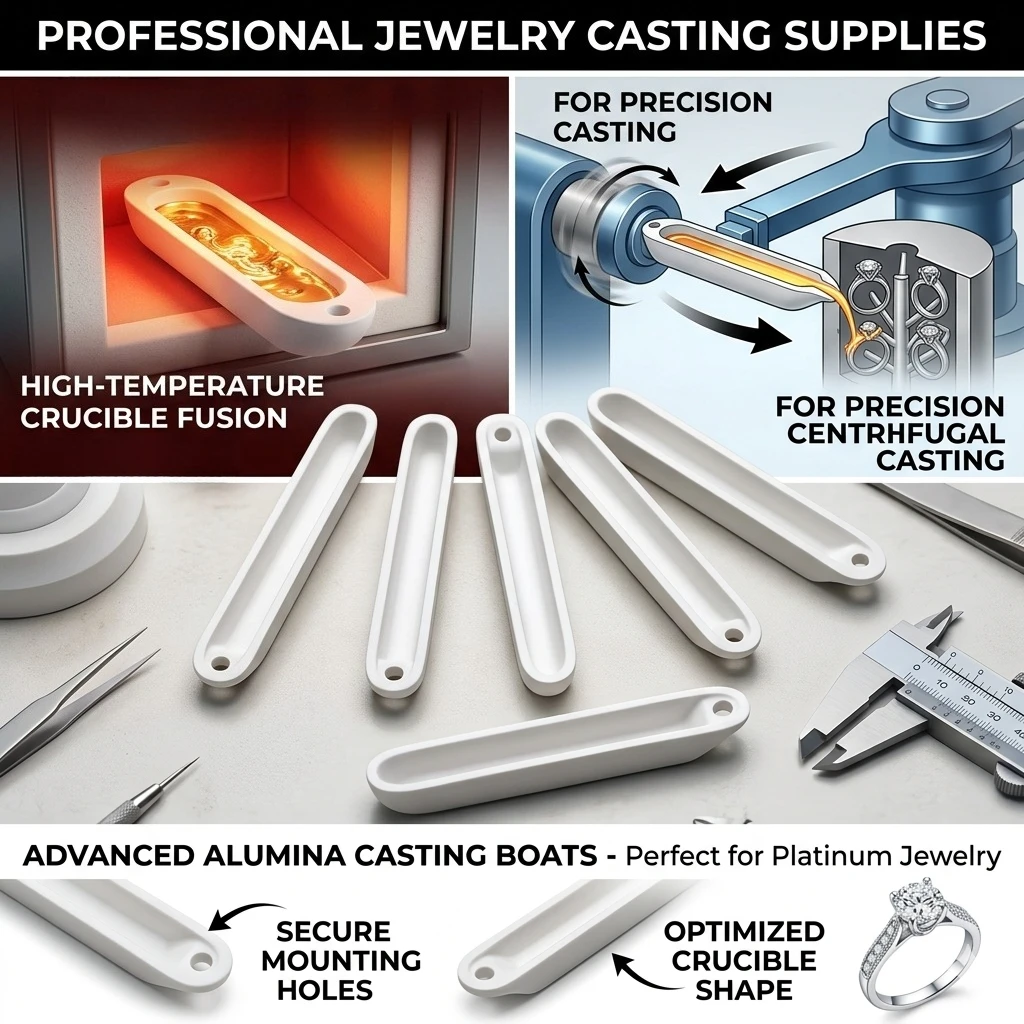 High Temp Quartz Silica Melting Crucible for Centrifugal Casting Platinum Gold - Premium Alumina Boat Durable Precision Jewelry