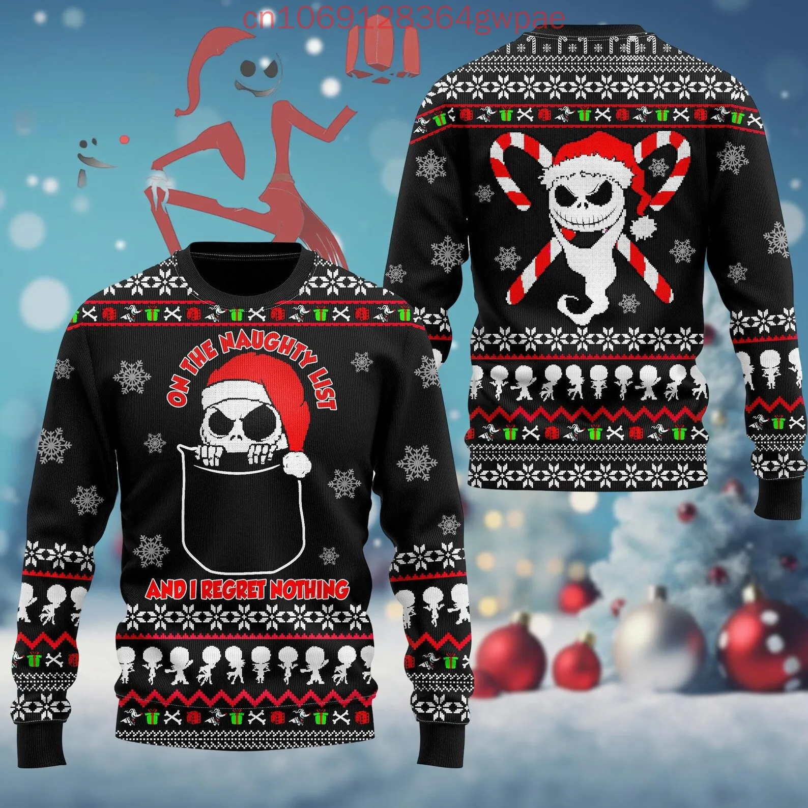 Jack Skellington Christmas Ugly Sweaters Disney Nightmare Before Christmas 3D Print Fashion Men's Womens Christmas Ugly Sweaters