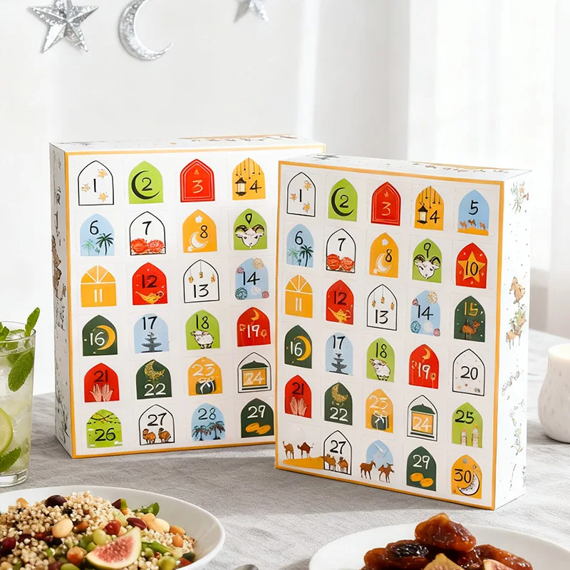 1-5 pièces Eid compte à rebours calendrier de l'avent boîte-cadeau Ramadan compte à rebours vide boîte Surprise 30 jours mallette de rangement numérique bricolage boîte assemblée