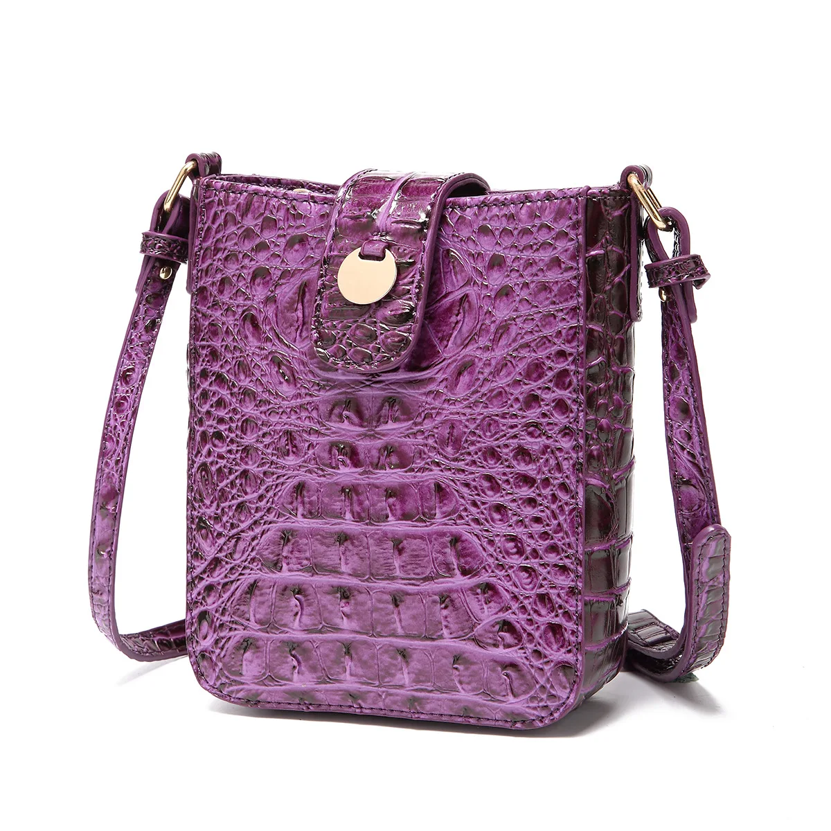 2023 European and American retro crossbody mobile phone handbag wallet Brahman crocodile pattern bolsas para mujeres