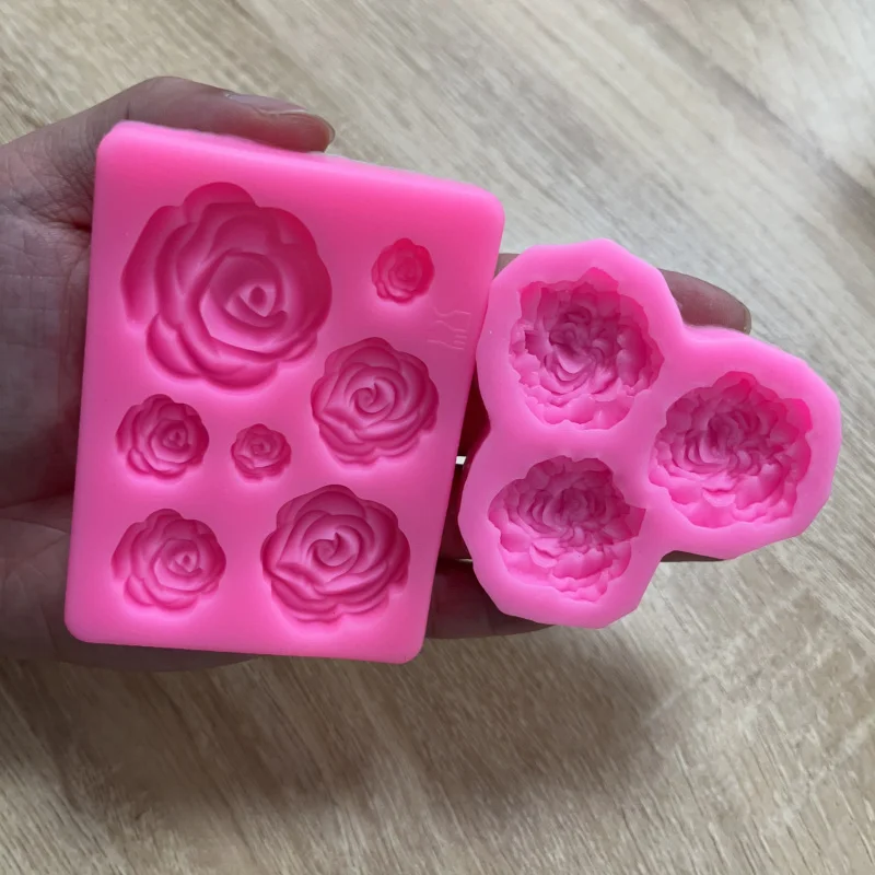 Flower Silicone Mold Set2Pieces/Set，Carnation Flower Silicone Mold，7Unified Shape Rose Flower Mold，Size，Suitable for cakes、Soap、
