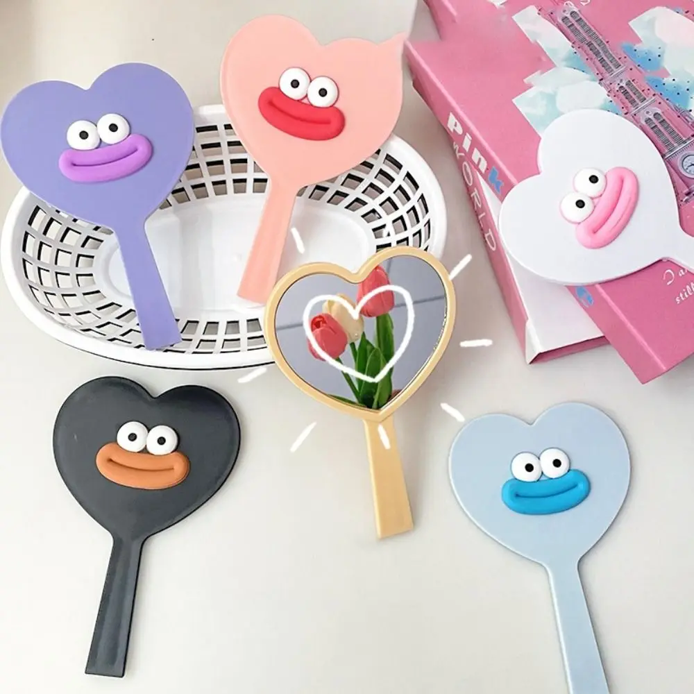 Cute Big Mouth Heart-shaped Makeup Mirror Cartoon Portable Sausage Mouth Handheld Mirror Eyelash Extensions Plastic