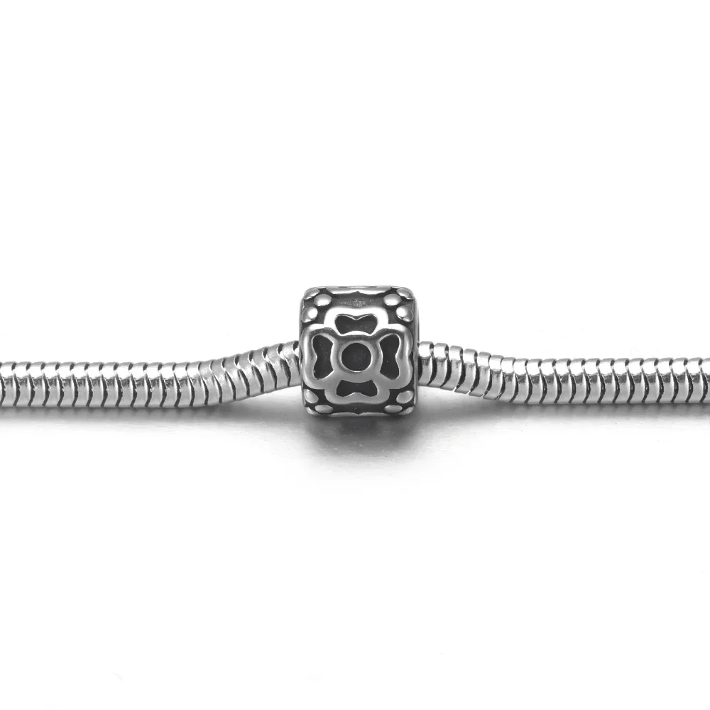 Stainless Steel Drum Bead Charms 5mm Large Hole for Leather Jewelry Bracelet Making Metal Beads DIY Supplies Parts