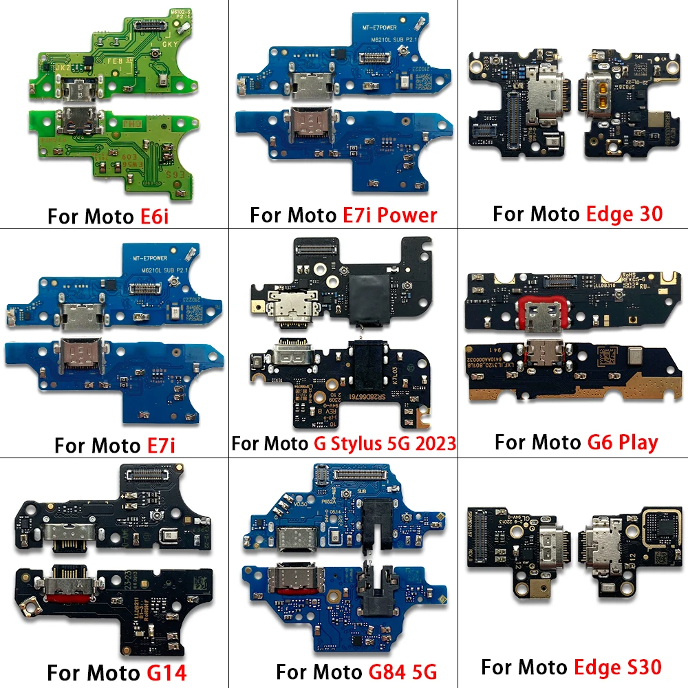 For Moto G14 G84 5G G200 E6i E7i Power Edge 30 S30 G Stylus 5G 2023 G6 Play USB Charging Port Dock Plug Socket Jack Connector