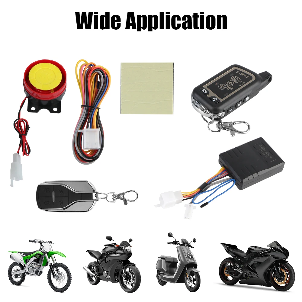 E-bike Scooter Motorbike Security System Universal 12V Motorcycle 2 Way Alarm System Anti-theft Protection Remote Control