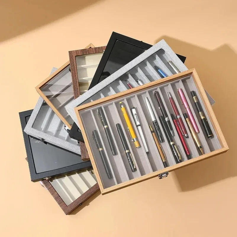 

Pen Storage Box, Locker with Lid, Pen Collection Display Cabinet in Upper Window