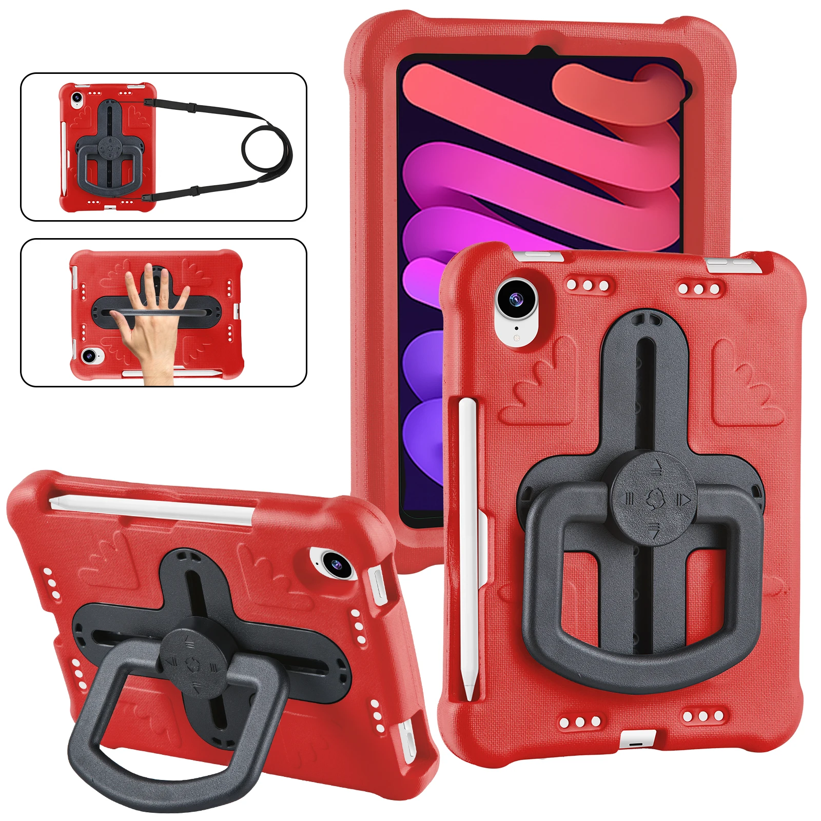 360 Rotation Shockproof Kids Safe Case for iPad mini 7th Gen mini A17 Pro 2024 A2995 A2996 8.3 inch with Stand Back Cover