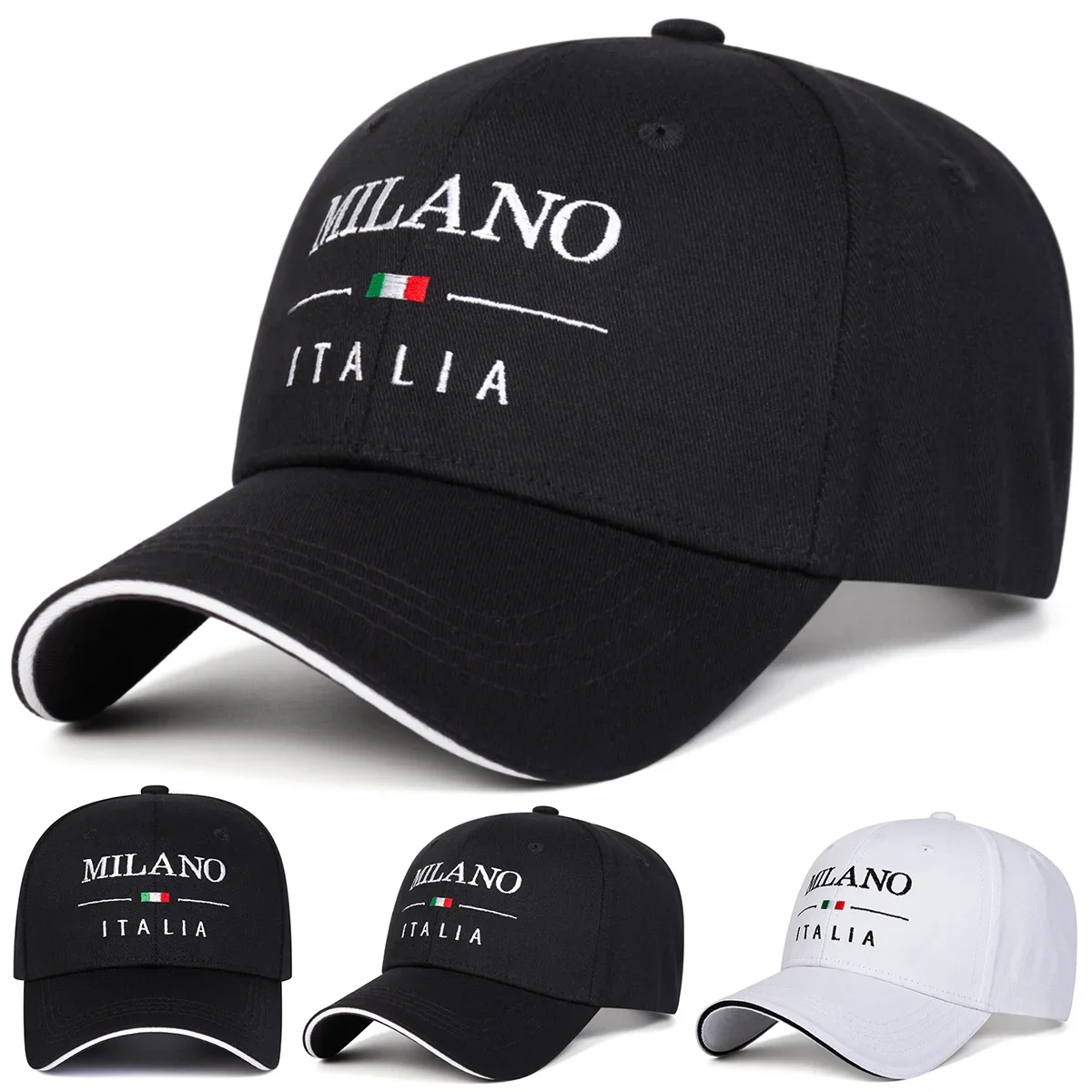 Unisex MILANO ITALIA Letter Embroidery Baseball Caps Spring 