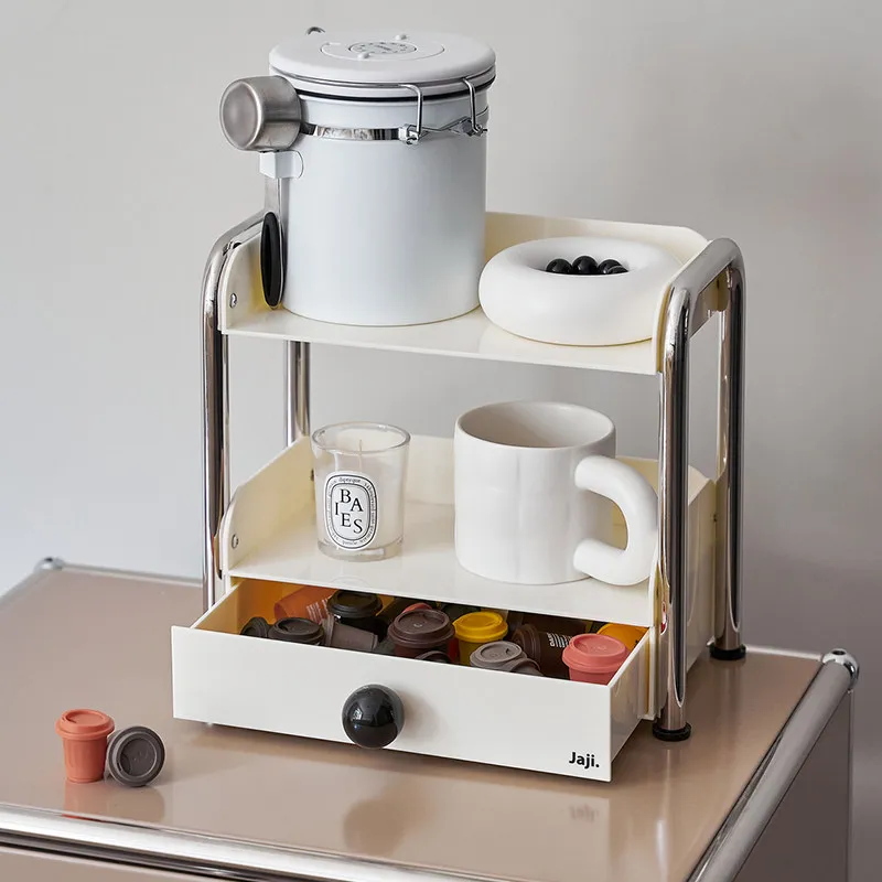 

Органайзер-полка для столешницы с выдвижным ящиком, подставка для хранения чайных и кофейных капсул, держатель для баночек со специями для кухни, офиса, дома, бара