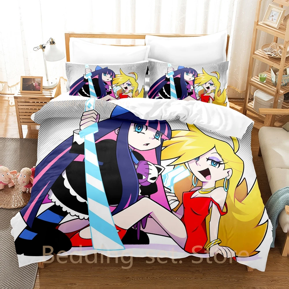 

2024 Panty and Stocking Bedding Set Single Twin Full Queen King Size Bed Set Adult Kid Bedroom Duvetcover Anime Bed Sheet Set