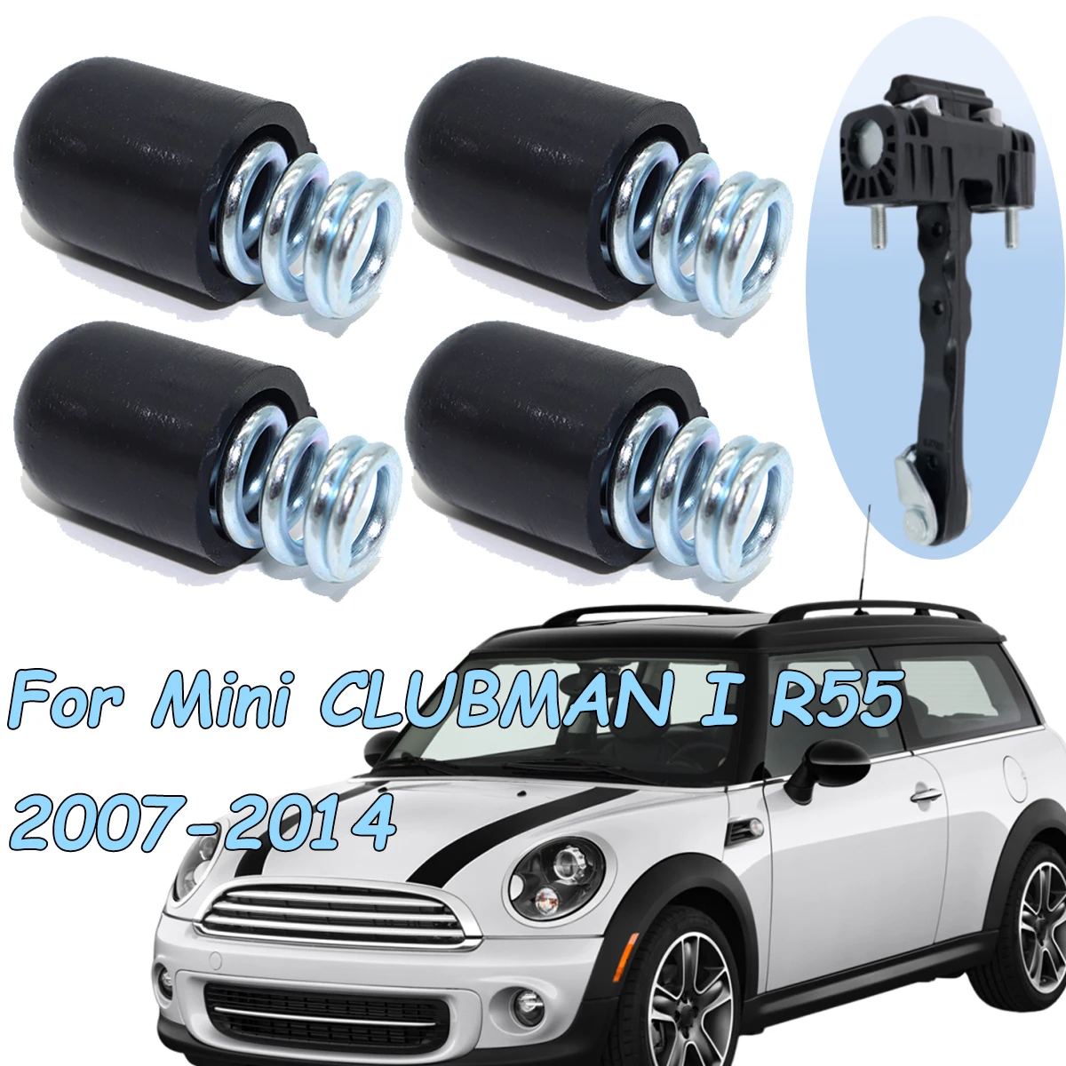 

For Mini CLUBMAN I R55 2007 2008 2009-2014 For 2 Door Car Door Check Strap Limiter Repair Kit Stopper Damping Spring Clips Black