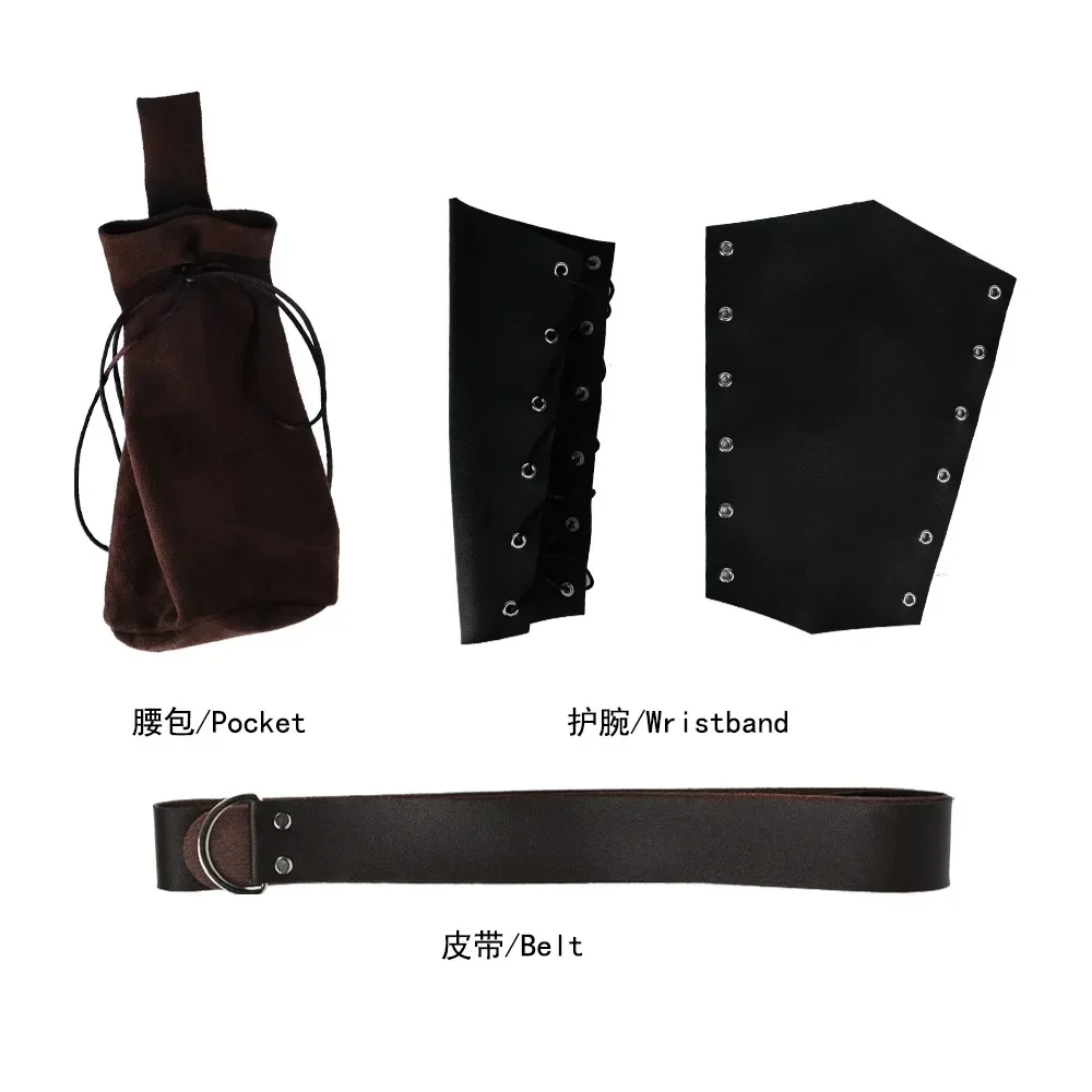 Medieval Viking Tunic Shirt V-Neck Sleeveless With Belt Mid Length Cosplay Performance Halloween Costume Pirate Belt Pirate Fest - view 6