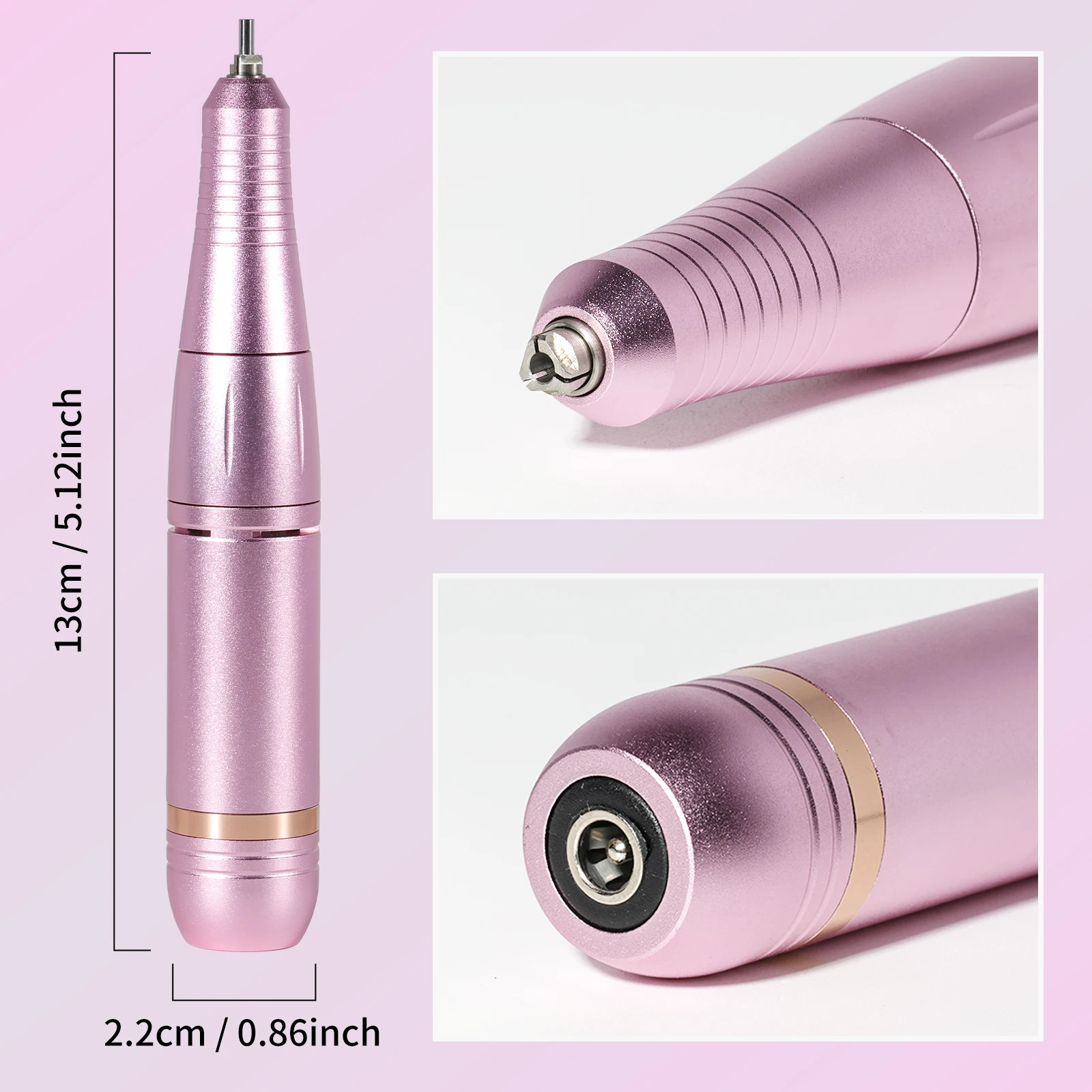 Lima de uñas eléctrica de 35000RPM, pluma perforadora de uñas portátil USB profesional, pluma perforadora de uñas de velocidad y dirección ajustables de poco ruido